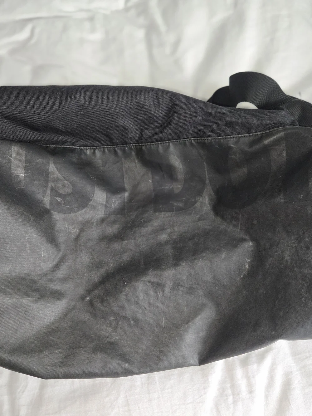 Nike Black Duffel with White Swoosh Logo